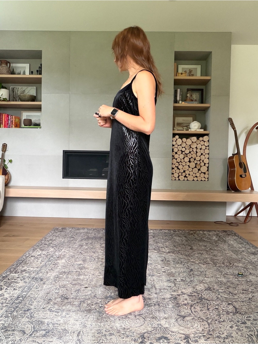 Vintage Joseph Ribkoff Black Velvet Slip Maxi Dress small - Picture 5 of 17